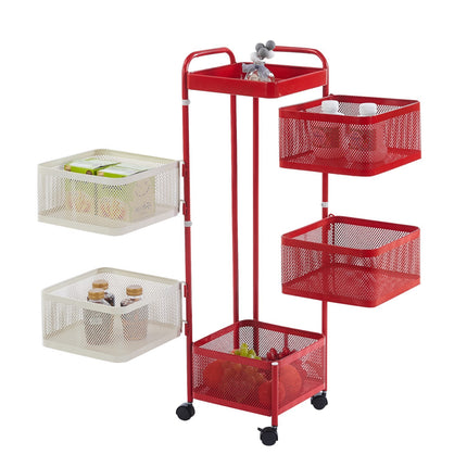 Rotating Storage Rack Square Trolley Kitchen Bathroom Organizer Vegetable Shelf