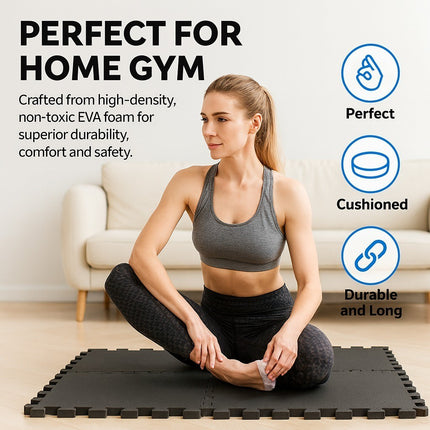 EVA Interlocking Foam Floor Mats 60x60cm for Gym & Exercise