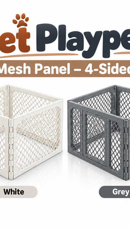 4 Panel Puppy Dog Playpen Plastic Mesh Pet Fence Indoor Cat Rabbit Enclosure