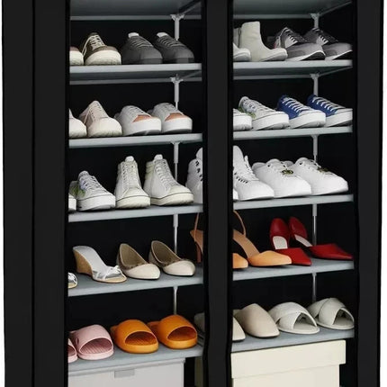 6-Tier Fabric Shoe Rack Storage Organiser – Black