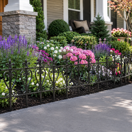 Garden Edging Fence 10PCS Black Wood Effect Lawn Border Panels