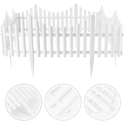 Lawn Border Edge Fence 10pcs White Plastic Wood Effect Garden Edging Picket