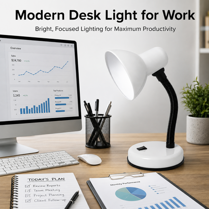 Study Desk Lamp Flexible Neck E27 40W Simple Design for Study Work Room Home