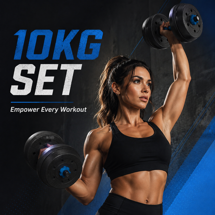 Dumbbell Barbell Set 10KG Adjustable Home Gym Weights Push Up Bar Rod
