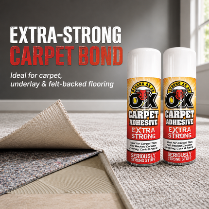 2 Pack Adhesive Glue Spray 500ml HeavyDuty Multi-Purpose Carpet Fabric Foam Tile