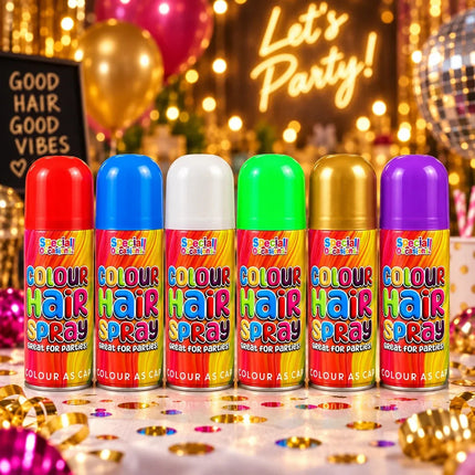Temporary Hair Colour Spray 200ml Washable Glitter & Classic Dress Party Colours