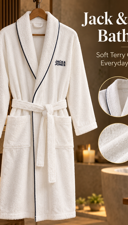 Unisex Cotton Bathrobe – Terry & Waffle Spa Dressing Gown, Various Colours