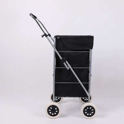 Folding Shopping Trolley Cart 4 Wheel With 60L Insulated Cooler Bag Portable