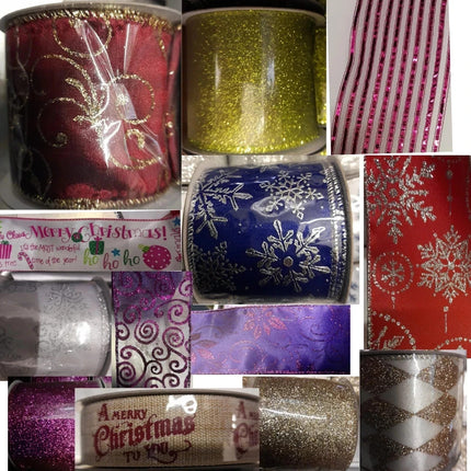 Christmas Ribbon 12PCS 2.5 inch Gift Wrap Craft Set