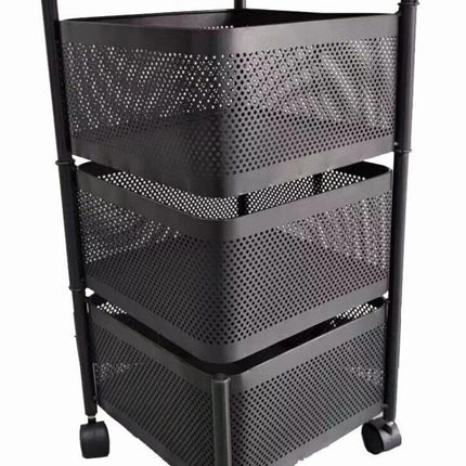 Rotating Storage Rack Trolley Cart Kitchen Bathroom Organizer Vegetable Shelf