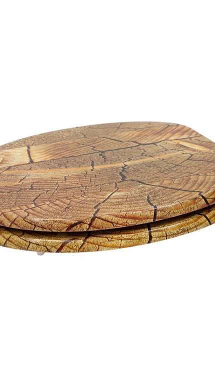 18'' Universal Wooden Toilet Seat Easy Fit Bathroom WC Seat with Fittings
