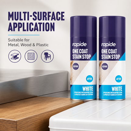 2x Stain Stop Spray Blocker 1-Coat White Aerosol Damp Mould Prevent Paint 400ml