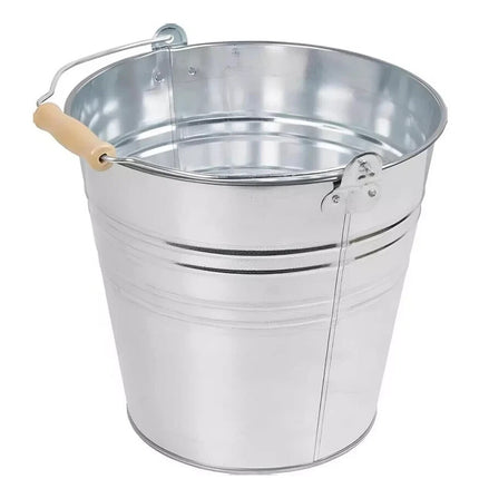 TRADITIONAL GALVANISED STRONG STEEL METAL BUCKET WITH WOODEN HANDLE 9L To 18L