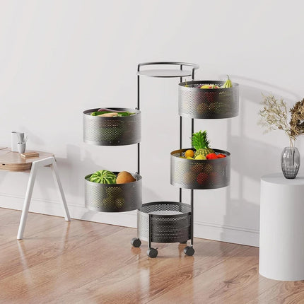 6 Tier Storage Rack Kitchen Rotating Vegetable Serving Trolley Cart Bath Shelf