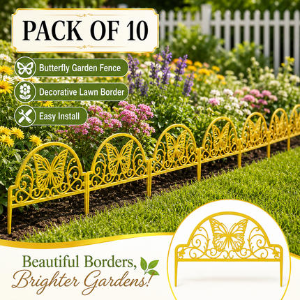 Garden Edging Fence 10PCS Wood Effect Lawn Border