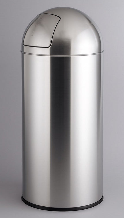 50L Stainless Steel Trash Bin Cylindrical Waste Can Swing Lid Indoor Outdoot