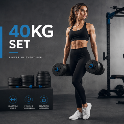 Dumbbell Barbell Set 40KG Complete Home Training System