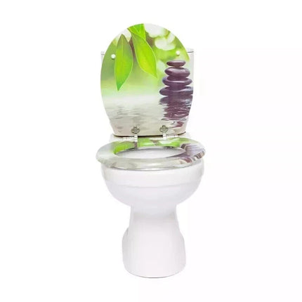 Universal Toilet Seat With Fitting Pebbles & Water Plants Novelty WC Seat 18"