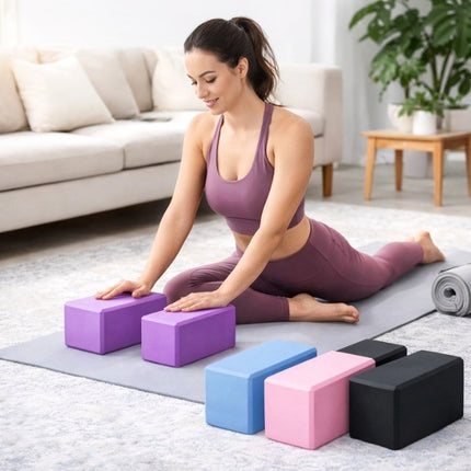 Yoga Gym Blocks Brick Foam Pair Exercise Training Pilates Meditation Anti Slip