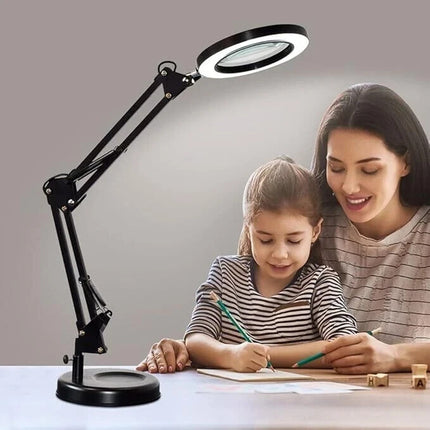LED Magnifier Lamp 3X Glass with Desk Clamp Light 3 Color Modes Adjustable