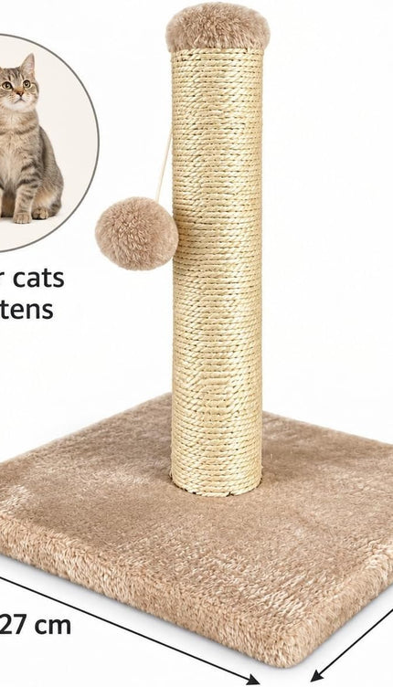 Cat Scratching Post 35cm Sisal Scratcher Kitten Activity Centre Hanging Ball Toy