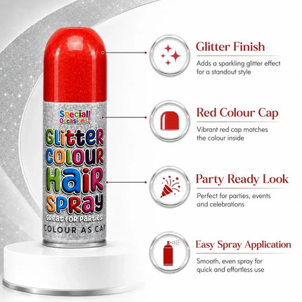 Temporary Hair Colour Spray 200ml Washable Glitter & Classic Dress Party Colours