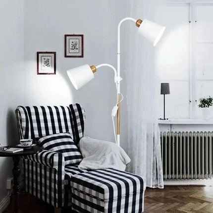 Floor Lamp with Dual Heads E27 Reading Light Modern Rotating Adjustable for Home