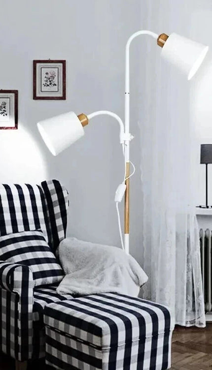 Floor Lamp with Dual Heads E27 Reading Light Modern Rotating Adjustable for Home