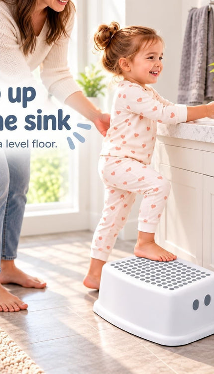 Toddler Step Stool Anti-Slip Top Sturdy Plastic Toilet Bathroom Aid Stool White