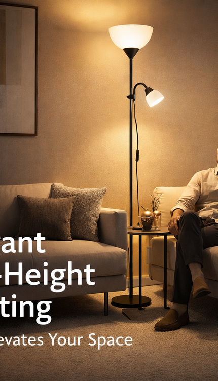 Modern Adjustable Floor Lamp with Reading Light for Bedroom, Living Room & Study