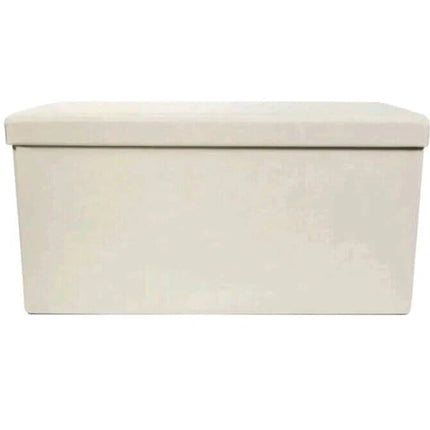 Folding Storage Box Faux Leather Home Footstool Ottoman Seat Stool Storage Boxes