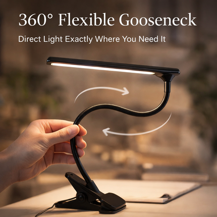 USB LED Clip-On Desk Lamp Flexible Adjustable Reading Light Bedside Table
