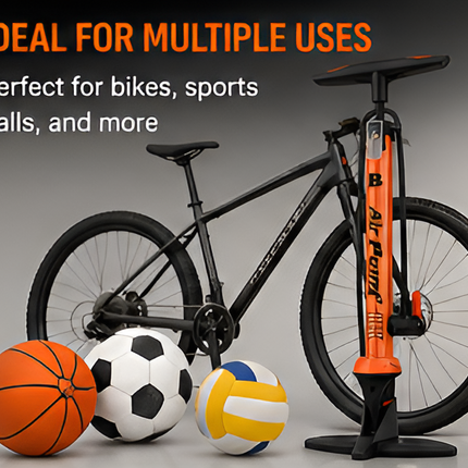 Bike Floor Pump 140 PSI with Gauge Bicycle Air Pump for Presta & Schrader Valves