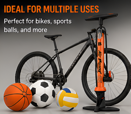 Bike Floor Pump 140 PSI with Gauge Bicycle Air Pump for Presta & Schrader Valves
