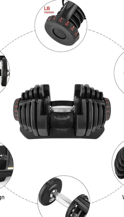 40kg Adjustable Dumbbell Quick Dial Home Gym Fitness Weight Lifting Exercise Set