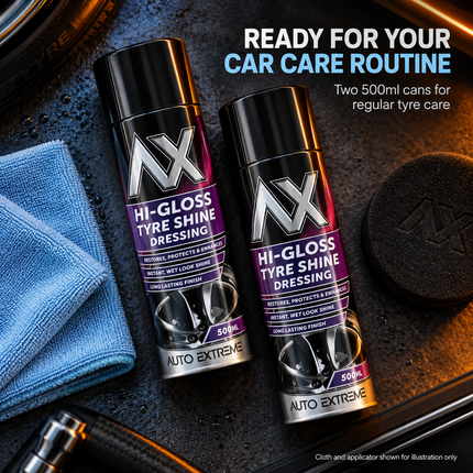 Auto Extreme Tyre Shine Spray 500ml High Gloss Wet Look Car Tyre Dressing 2-Pack