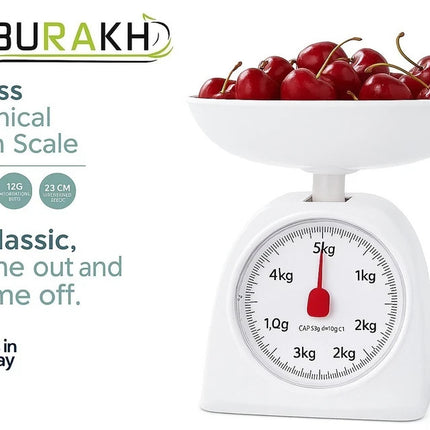 Kitchen Weight Scale 5KG White Round Mechanical Cooking Food Measuring Scale