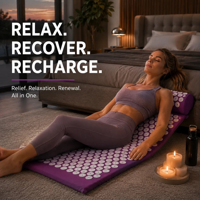 Accupressure Body Mat Massage Relieve Back & Neck Pain Relax Muscles Stress +Bag