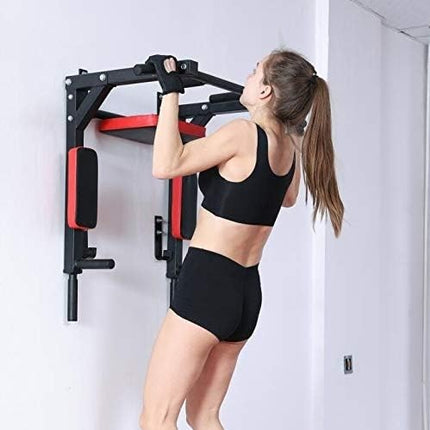 Pull Up Bar Wall Mounted Chin Up H-Duty Power Tower Dip Station Multifunctional