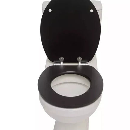 18" Universal Toilet Seat MDF Wooden Bathroom WC Easy Fit + Fittings Novelty