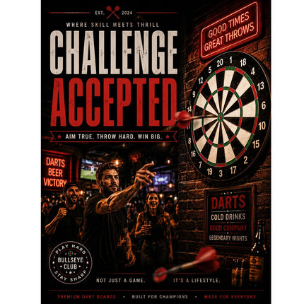 17" Double Sided Dart Board Game Set Round Family Tip Target Board With 6 Darts