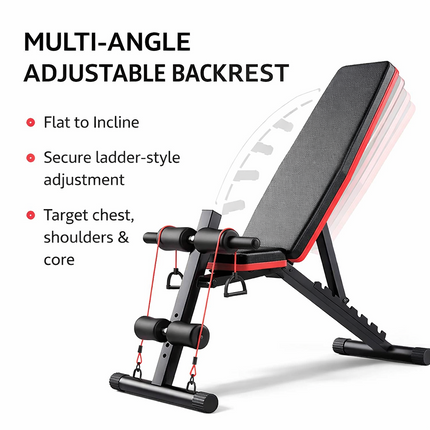 Weight Bench Adjustable Incline Foldable Strength Training Full Body Workout Gym