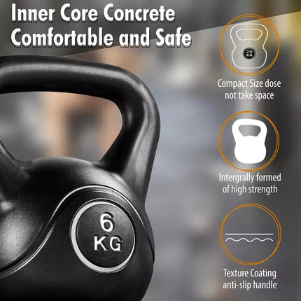 Kettlebell Set Vinyl Coated Cast Iron 4KG-20KG Gym Fitness Training Weights