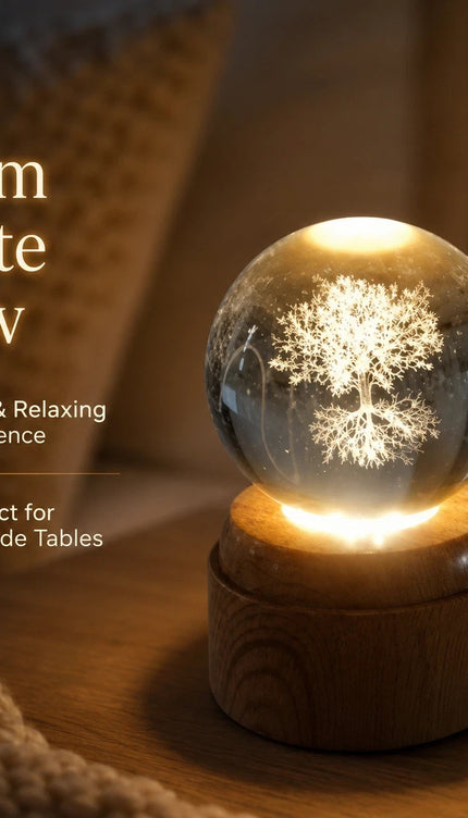 6cm Tree of Life Crystal Ball Light with Rotating Base