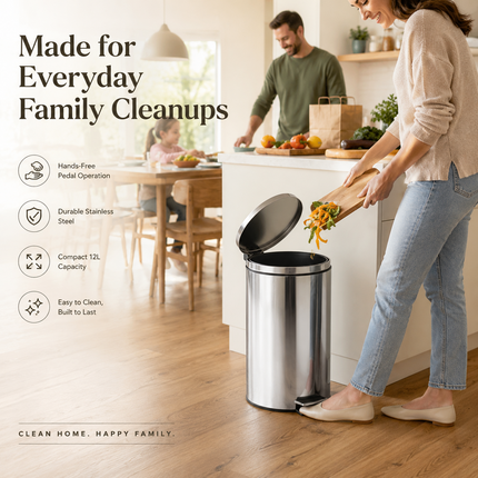 Stainless Steel 12L Pedal Bin