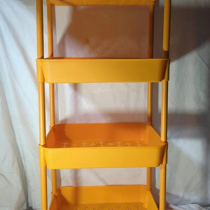 4 Tier Storage Rack Shelf Rotating Kitchen Bathroom Serving Rolling Trolley Cart