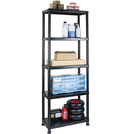 2x 5-Tier Plastic Shelving Unit – Black