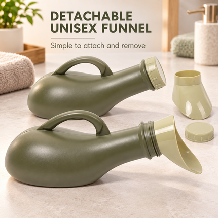 Unisex Urinal Bottle 1L Men & Women Spill-Proof Funnel Portable Bed Car Travel