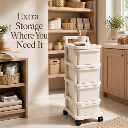Plastic Storage Trolley Drawer Cabinet Home Office Kitchen Bathroom On Wheels