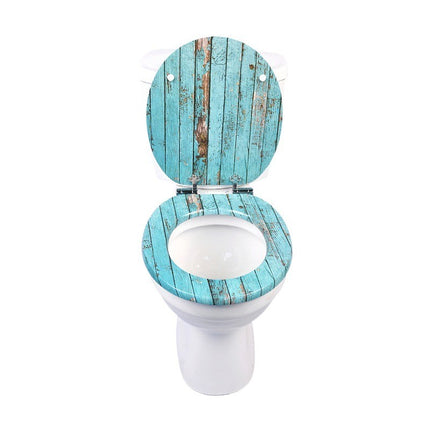 18" Universal Toilet Seat MDF Wooden Bathroom WC Easy Fit + Fittings Novelty